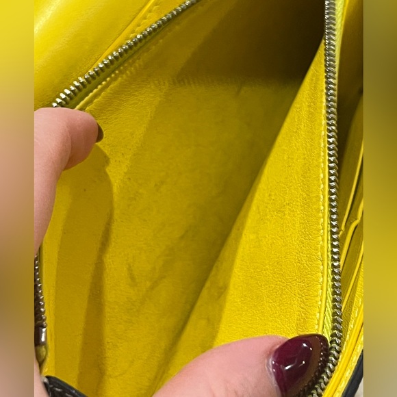 CELINE Calfskin Leather SOURIS Yellow Large Flap Multifunction Long Wallet - Picture 13 of 16